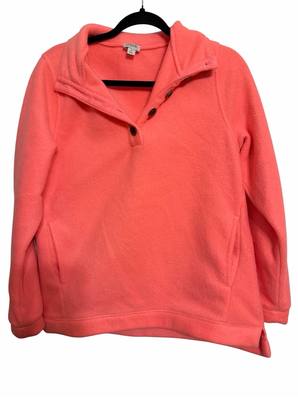 J. Crew Coral Pullover Button-Neck Fleece Sweater